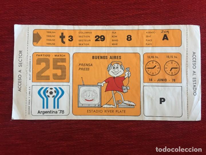 Coleccionismo deportivo: R17320 ENTRADA TICKET FUTBOL MUNDIAL ARGENTINA (14-6-1978) ALEMANIA ITALIA MATCH 25