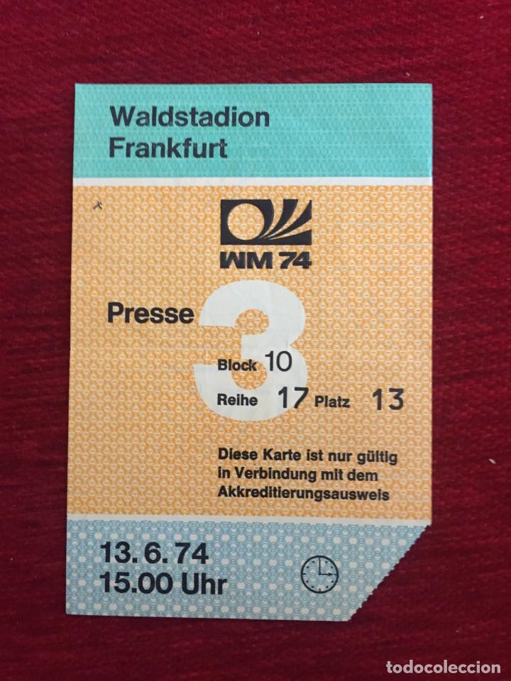 Coleccionismo deportivo: R17329 ENTRADA TICKET FUTBOL MUNDIAL (13-6-1974) BRASIL YUGOSLAVIA MATCH 3