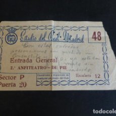Coleccionismo deportivo: ENTRADA FUTBOL ESTADIO REAL MADRID HACIA 1950 ENTRADA GENERAL 2º ANFITEATRO DE PIE. Lote 323817218