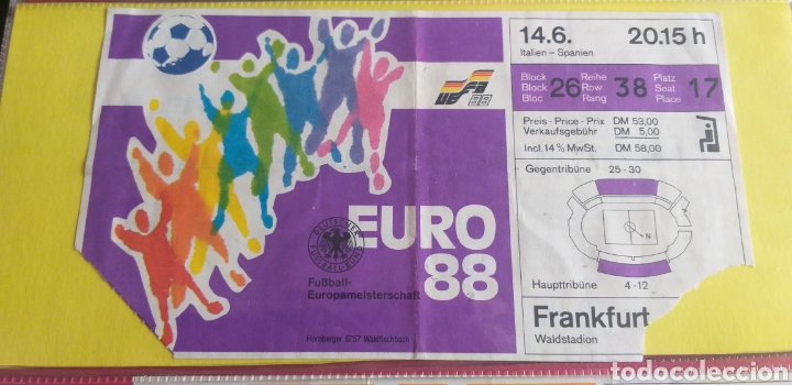 Coleccionismo deportivo: TICKET ENTRADA EURO 88 ITALIA-ESPA&Ntilde;A 14/06/1988
