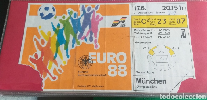 Coleccionismo deportivo: TICKET ENTRADA EURO 88 ALEMANIA-ESPA&Ntilde;A 17/06/1988