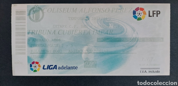 Sammelleidenschaft Sport: ENTRADA TICKET GETAFE 3 GRANADA 3 2013 2014 JORNADA 28 CONTRA ENTRENADOR PRIMER