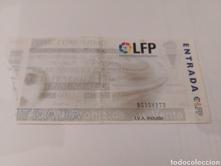 Collezionismo sportivo: ENTRADA TICKET REAL MURCiA TENERIFE 2004 2005