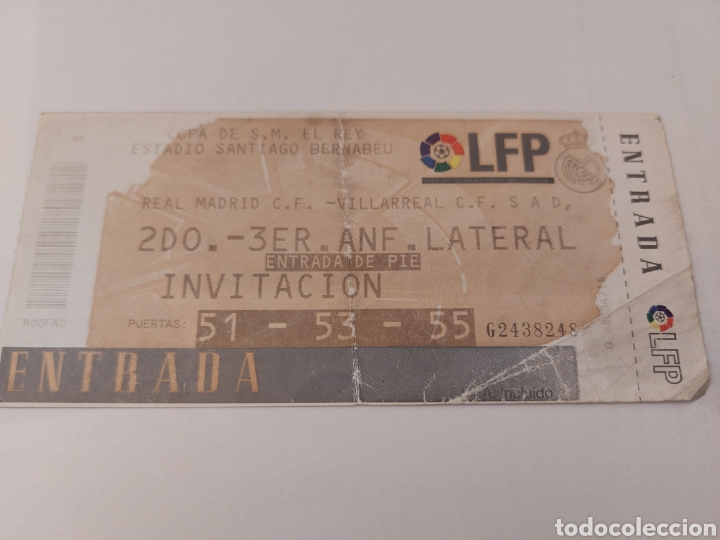 Collezionismo sportivo: ENTRADA TICKET REAL MADRID 2 VILLARREAL 0 COPA DEL REY 1998 1999 SANTIAGO BERNABEU