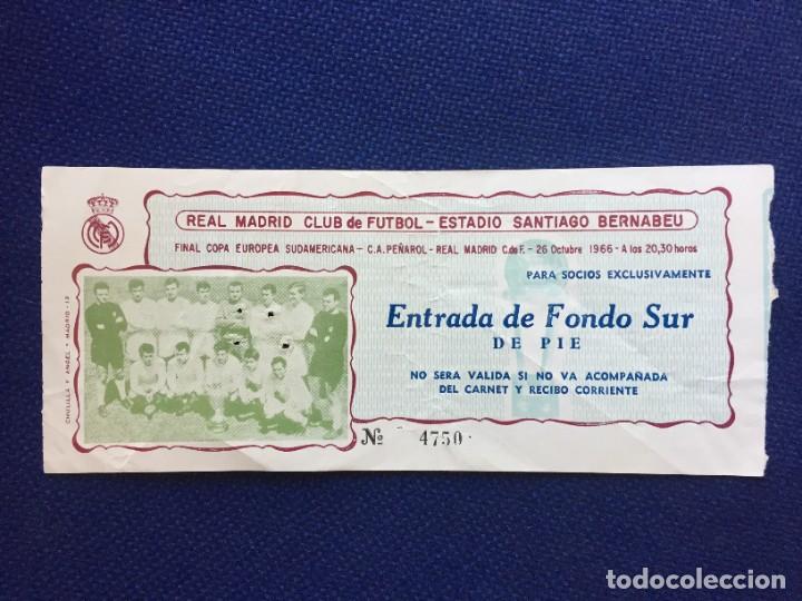 Collectionnisme sportif: R18374 ENTRADA TICKET FINAL INTERCONTINENTAL REAL MADRID PE&Ntilde;AROL 1966