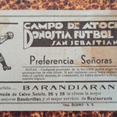 Coleccionismo deportivo: ENTRADA TICKET FÚTBOL REAL SOCIEDAD DONOSTI FC 1931 ANTIGUO ESCUDO