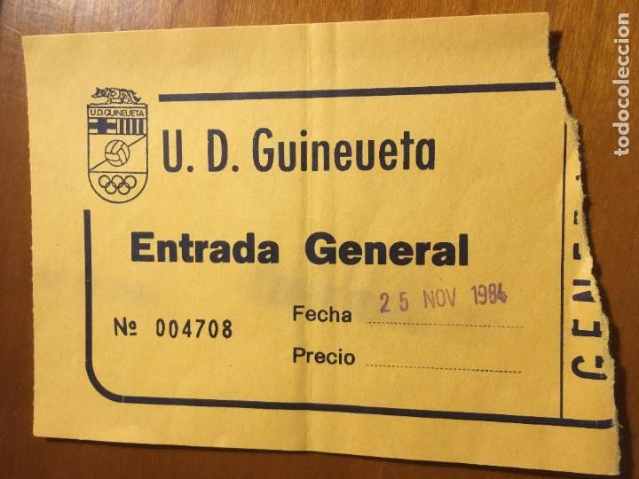 Sammelleidenschaft Sport: union deportiva guineueta unio esportiva entrada futbol original antigua