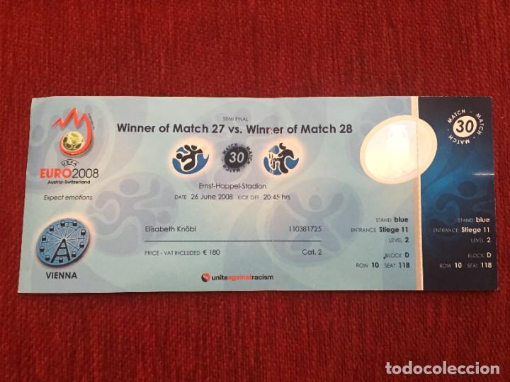 Collectionnisme sportif: R19294 ENTRADA TICKET EURO EUROCOPA 2008 ESPA&Ntilde;A 4-1 RUSIA MATCH 30 HAT TRICK VILLA