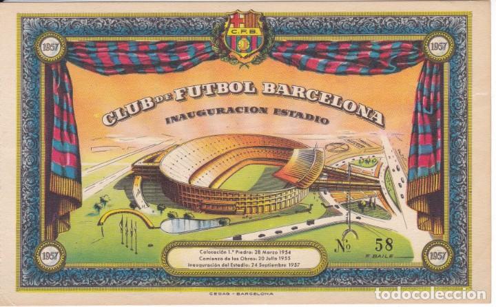 Coleccionismo deportivo: ENTRADA INAUGURACION DEL ESTADIO DEL CLUB DE FUTBOL BARCELONA N&ordm;58 DEL A&Ntilde;O 1957
