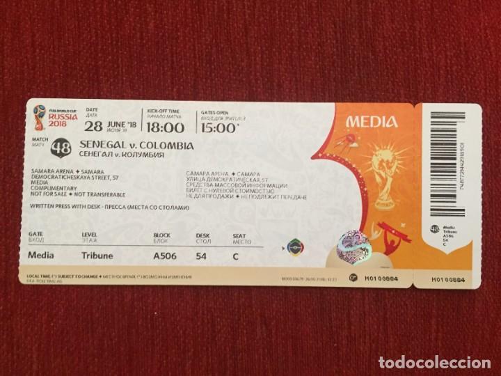 Sports collectibles: R19402 ENTRADA TICKET MEDIA FUTBOL MUNDIAL RUSIA 2018 SENEGAL COLOMBIA MATCH 48 PERFECTO ESTADO