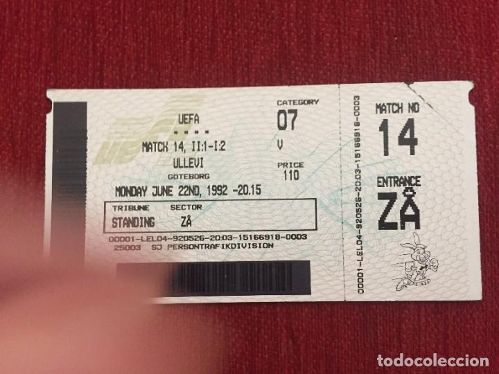Coleccionismo deportivo: R19438 ENTRADA TICKET FUTBOL EURO EUROCOPA 92 HOLANDA DINAMARCA (22-6-1992) MATCH 14 COMPLETA