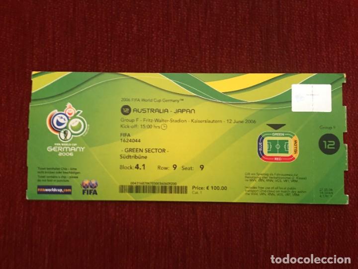 Coleccionismo deportivo: R19448 ENTRADA TICKET FUTBOL MUNDIAL ALEMANIA 2006 AUSTRALIA JAPON MATCH 12 PERFECTO ESTADO