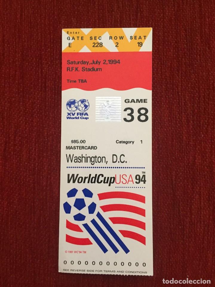 Collectionnisme sportif: R19454 ENTRADA TICKET FUTBOL MUNDIAL USA 1994 ESPA&Ntilde;A 3-0 SUIZA MATCH 38