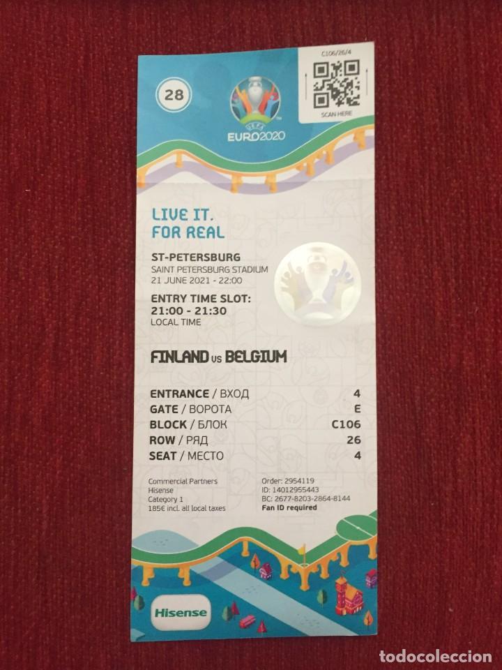 Coleccionismo deportivo: R19469 ENTRADA TICKET FUTBOL EURO EUROCOPA 2020 FINLANDIA BELGICA MATCH 28