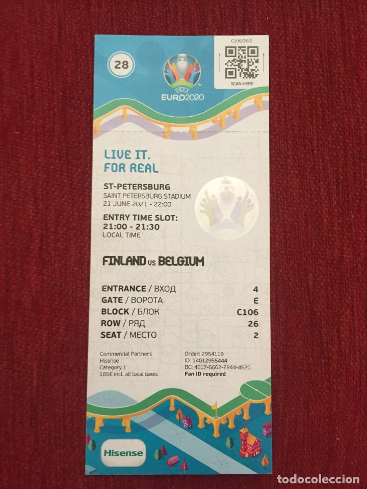 Coleccionismo deportivo: R19470 ENTRADA TICKET FUTBOL EURO EUROCOPA 2020 FINLANDIA BELGICA MATCH 28