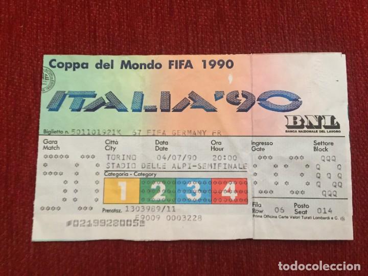 Coleccionismo deportivo: R19500 ENTRADA TICKET FUTBOL MUNDIAL ITALIA 1990 ALEMANIA INGLATERRA MATCH 50