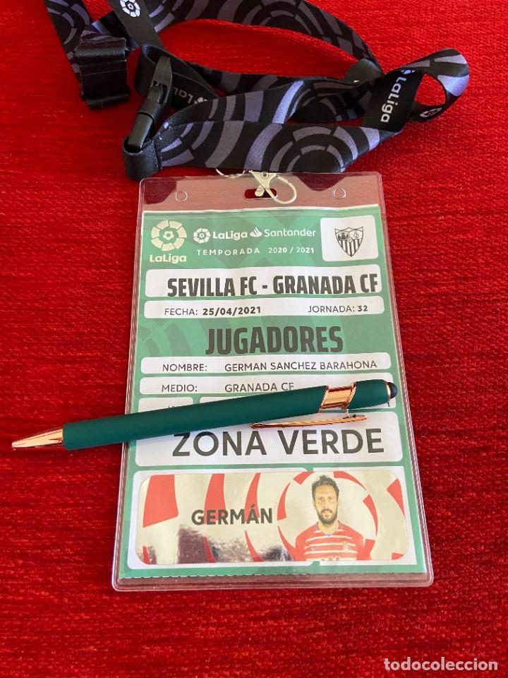 Coleccionismo deportivo: R19899 ENTRADA ACREDITACION SEVILLA 2-1 GRANADA LIGA TEMPORADA 2020 2021 GERMAN SANCHEZ CON FOTO