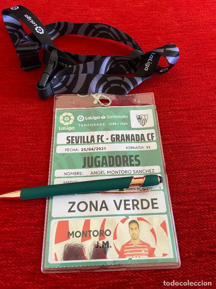 Coleccionismo deportivo: R19901 ENTRADA ACREDITACION SEVILLA GRANADA LIGA TEMPORADA 2020 2021 ANGEL MONTORO SANCHEZ CON FOTO