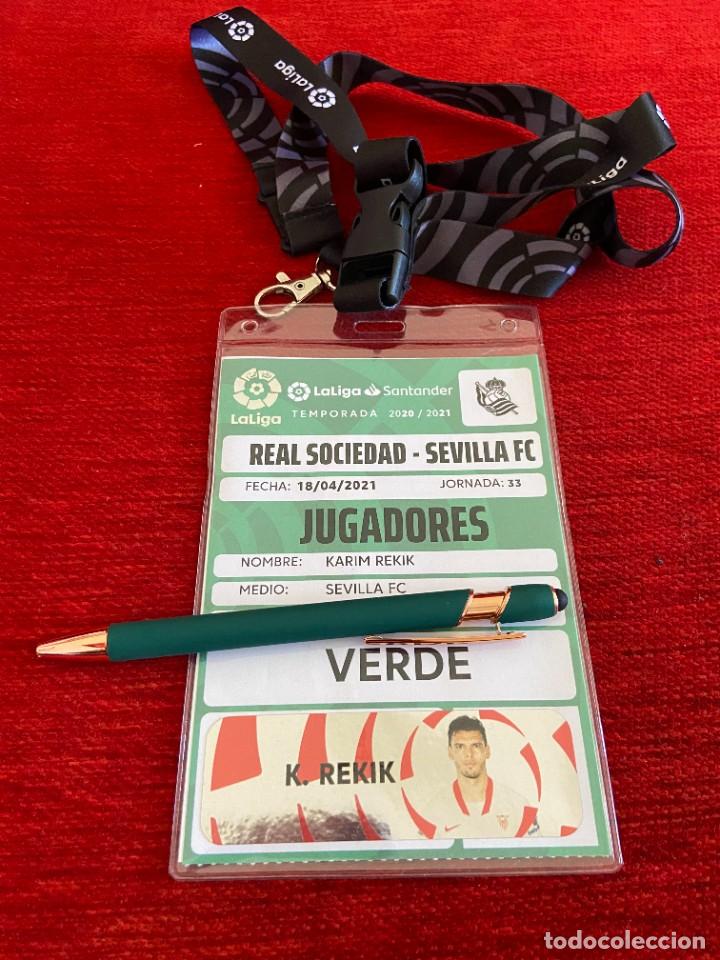 Coleccionismo deportivo: R19915 ENTRADA ACREDITACION REAL SOCIEDAD 1-2 SEVILLA LIGA TEMPORADA 2020 2021 KARIM REKIK CON FOTO