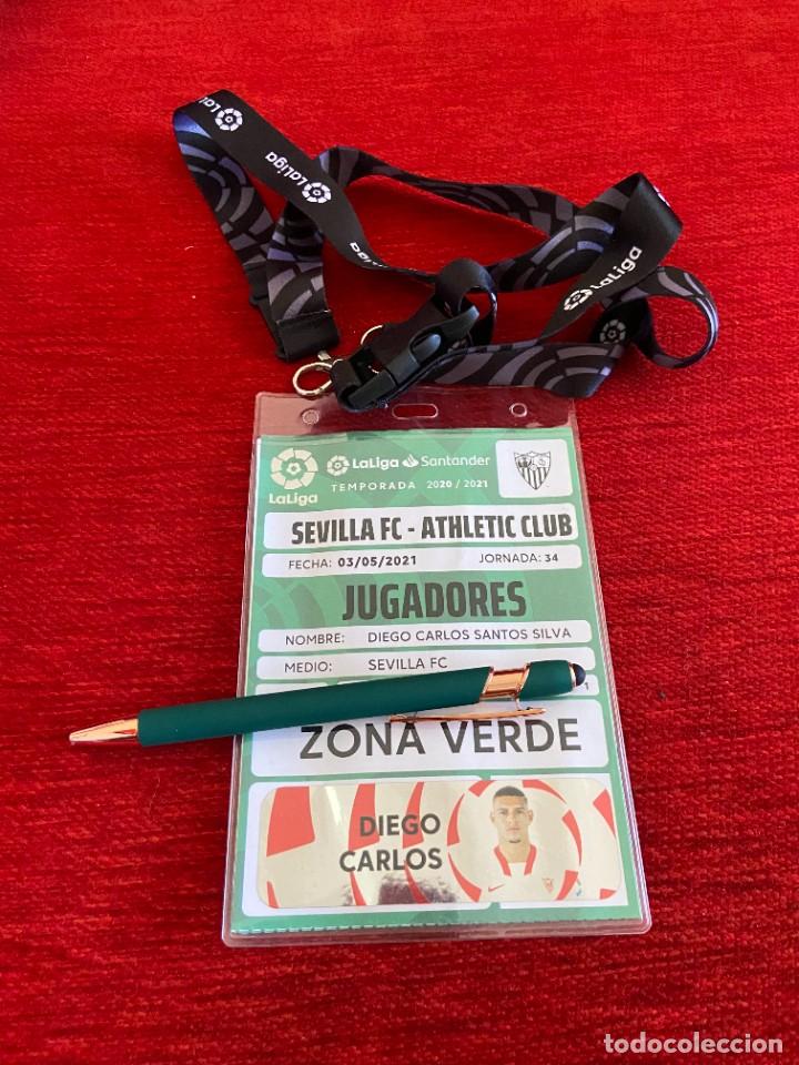 Coleccionismo deportivo: R19932 ENTRADA ACREDITACION SEVILLA ATHLETIC CLUB BILBAO LIGA 2020 2021 DIEGO CARLOS SANTOS CON FOTO