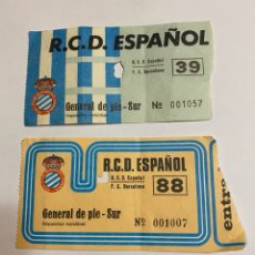 Collezionismo sportivo: 2 ENTRADAS RCD ESPANYOL-FC BARCELONA DE 1976 Y 1983 DE LIGA. Lote 359442125