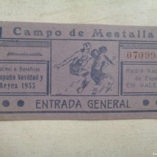 Coleccionismo deportivo: ENTRADA PARTIDO DE FUTBOL VALENCIA -BARCELONA,VETERANOS.1955.-47047. Lote 365911406