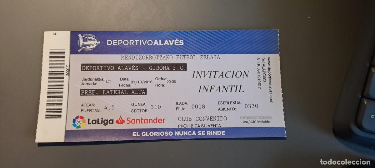 Coleccionismo deportivo: ENTRADA FUTBOL TICKET ESPA&Ntilde;A DEPORTIVO ALAV&Eacute;S MENDIZORROZA GLORIOSO GIRONA CF GERONA