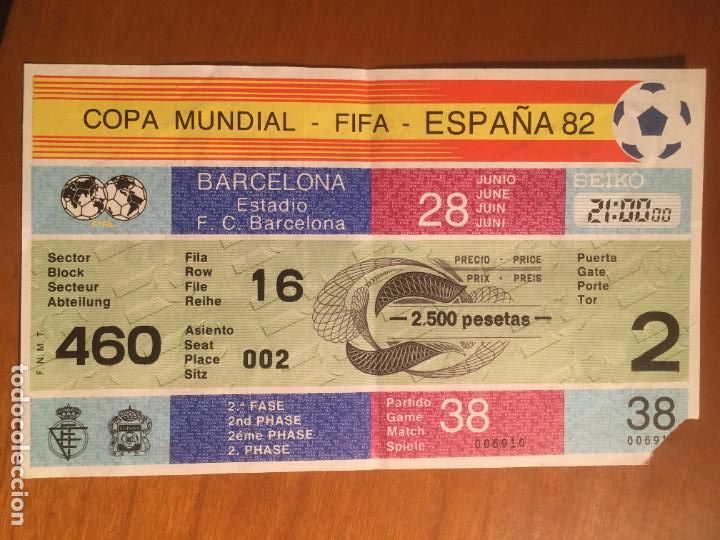 Coleccionismo deportivo: entrada original mundial futbol espa&ntilde;a 82 belgica polonia barcelona 28 junio