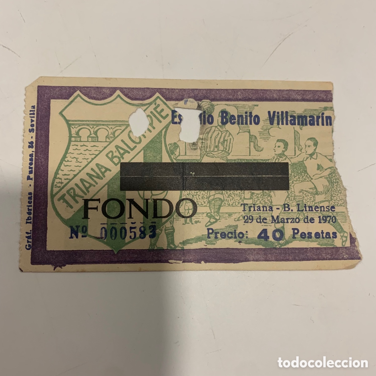 Collezionismo sportivo: ENTRADA FUTBOL 29 MARZO 1970 TRIANA BALOMPIE BETIS BALOMPEDICA LINENSE ESTADIO BENITO VILLAMARIN