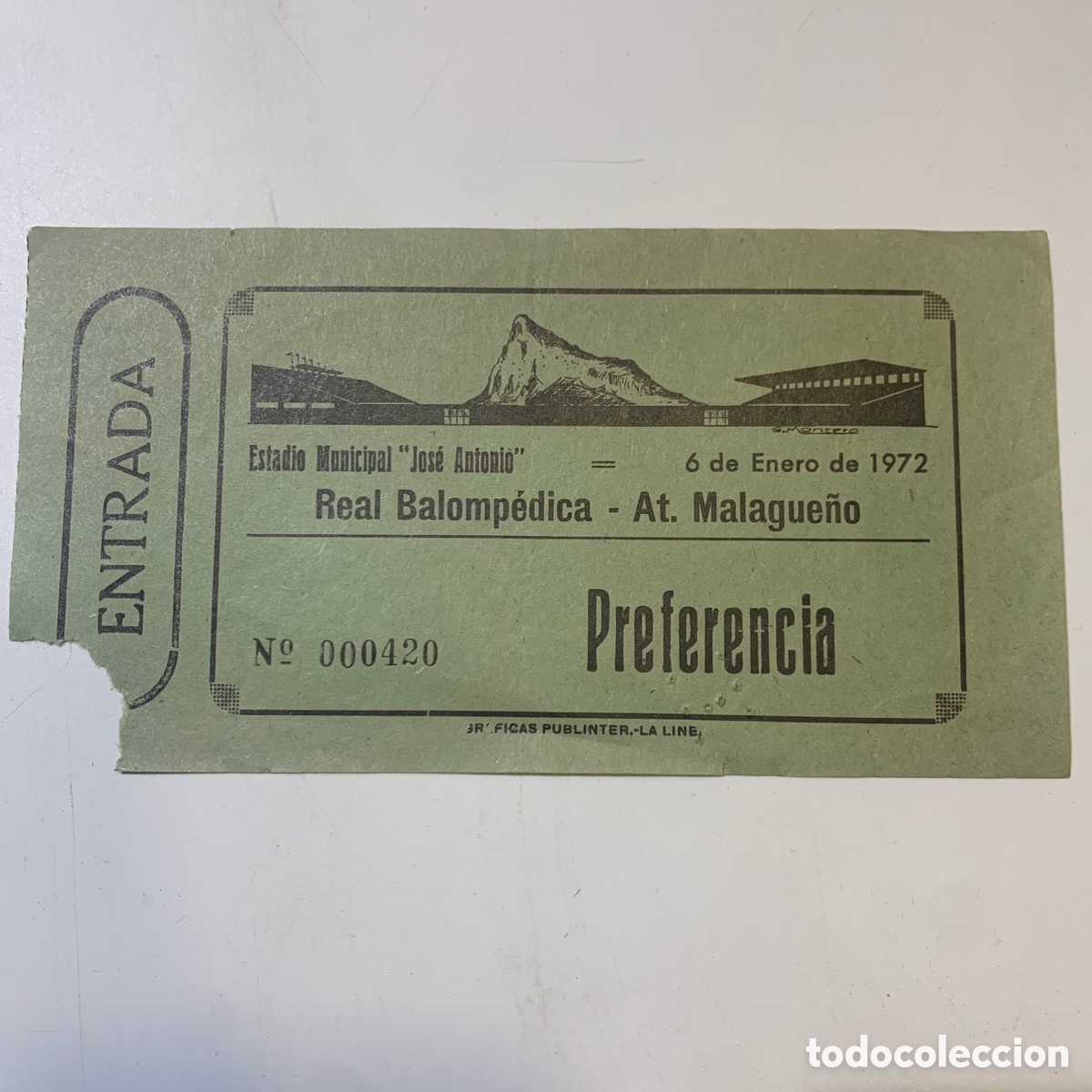 Collezionismo sportivo: entrada 6 enero 1972 real balompedica linense atletico malague&ntilde;o