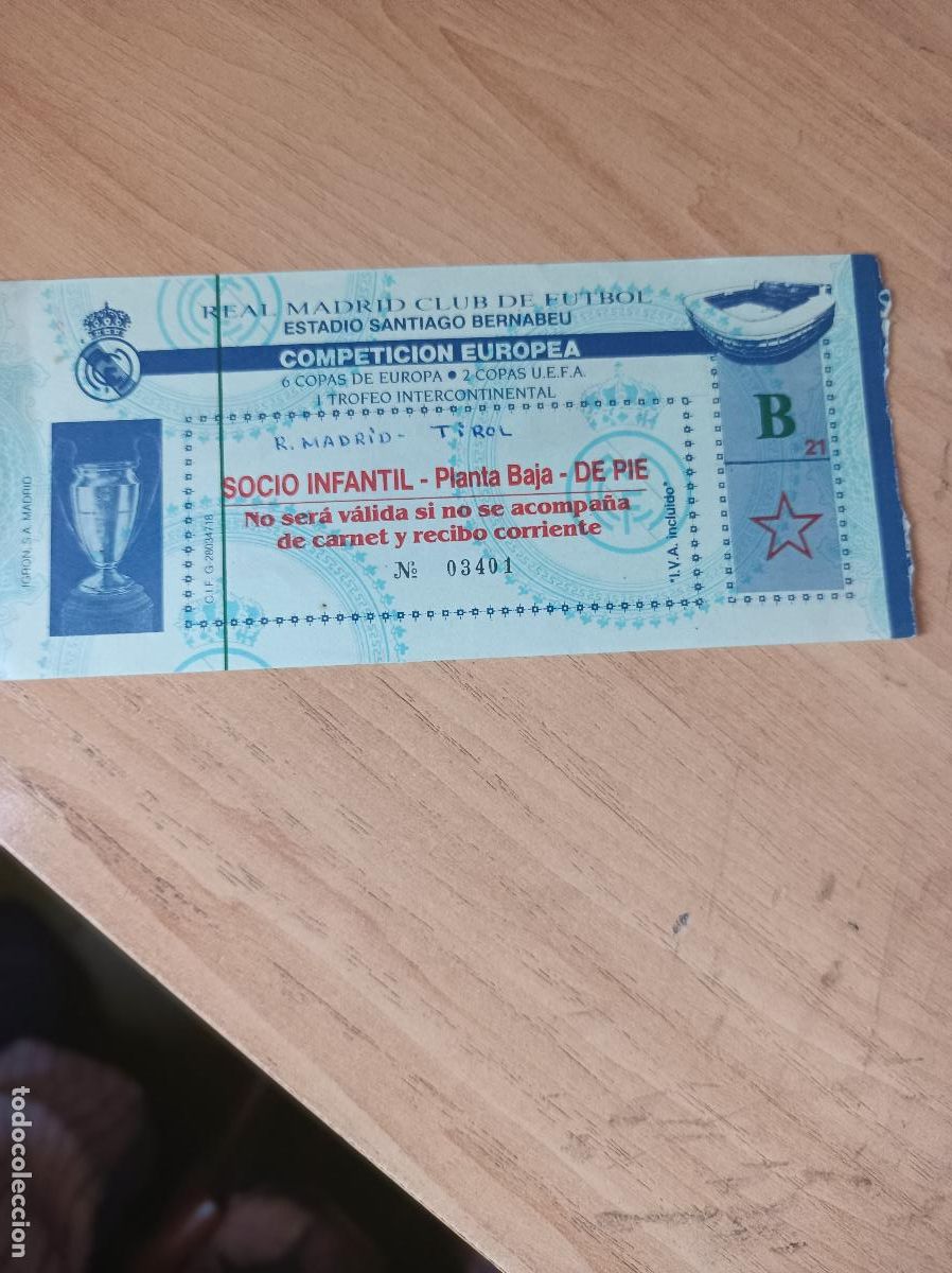 Sammelleidenschaft Sport: Entrada Real Madrid- Tirol, 1990-91