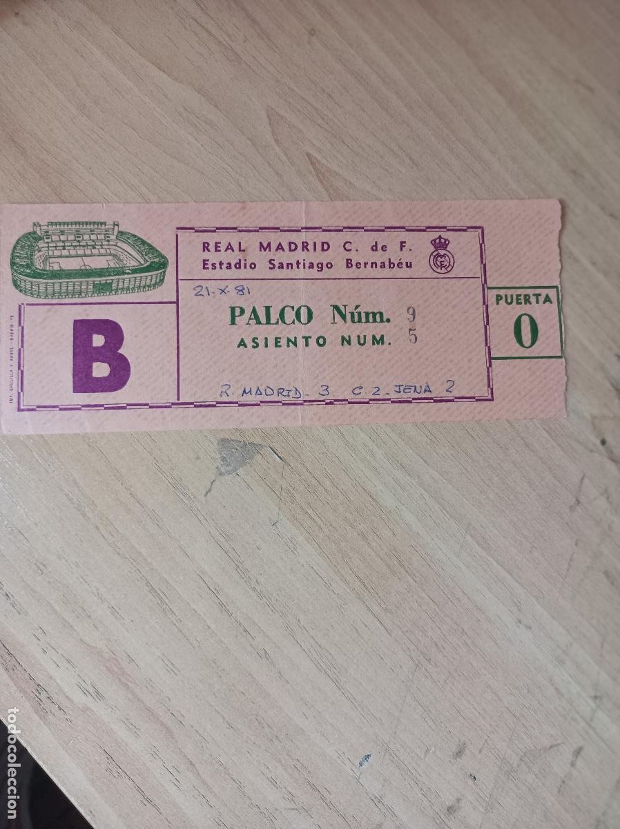 Sammelleidenschaft Sport: Entrada Real Madrid- Carl Zeiss Jena, uefa cup 1981-82