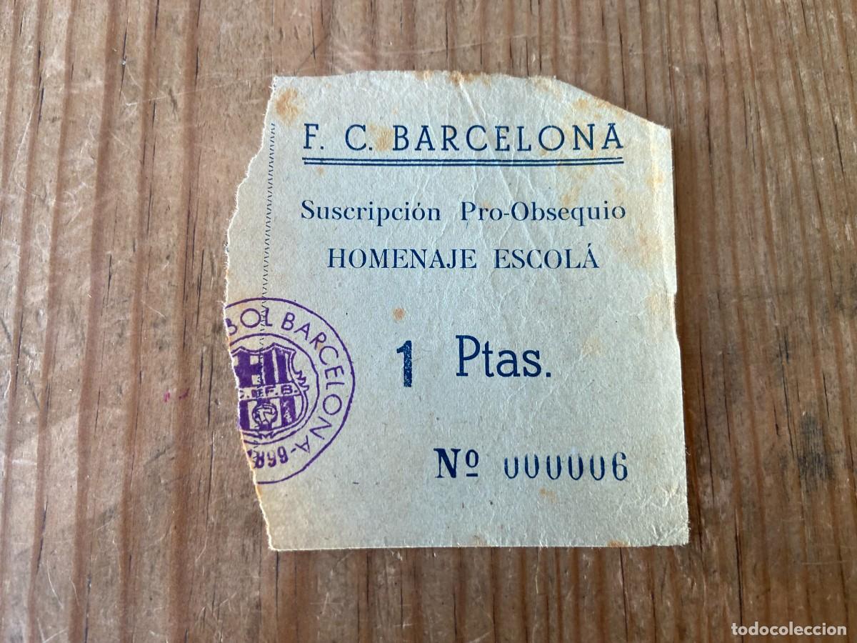 Sports collectibles: R21195 ENTRADA TICKET HOMENAJE A JOSEP ESCOLA (24-12-1944) BARCELONA SABADELL