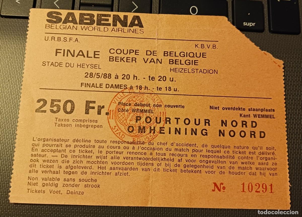 Collezionismo sportivo: Entrada ticket Final Copa B&eacute;lgica 1986-Anderlecht-Standard Lieja