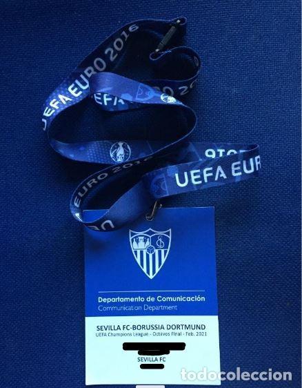 Coleccionismo deportivo: R16914 ENTRADA TICKET ACREDITACION SEVILLA BORUSSIA DORTMUND CHAMPIONS LEAGUE 2020 2021 HAALAND