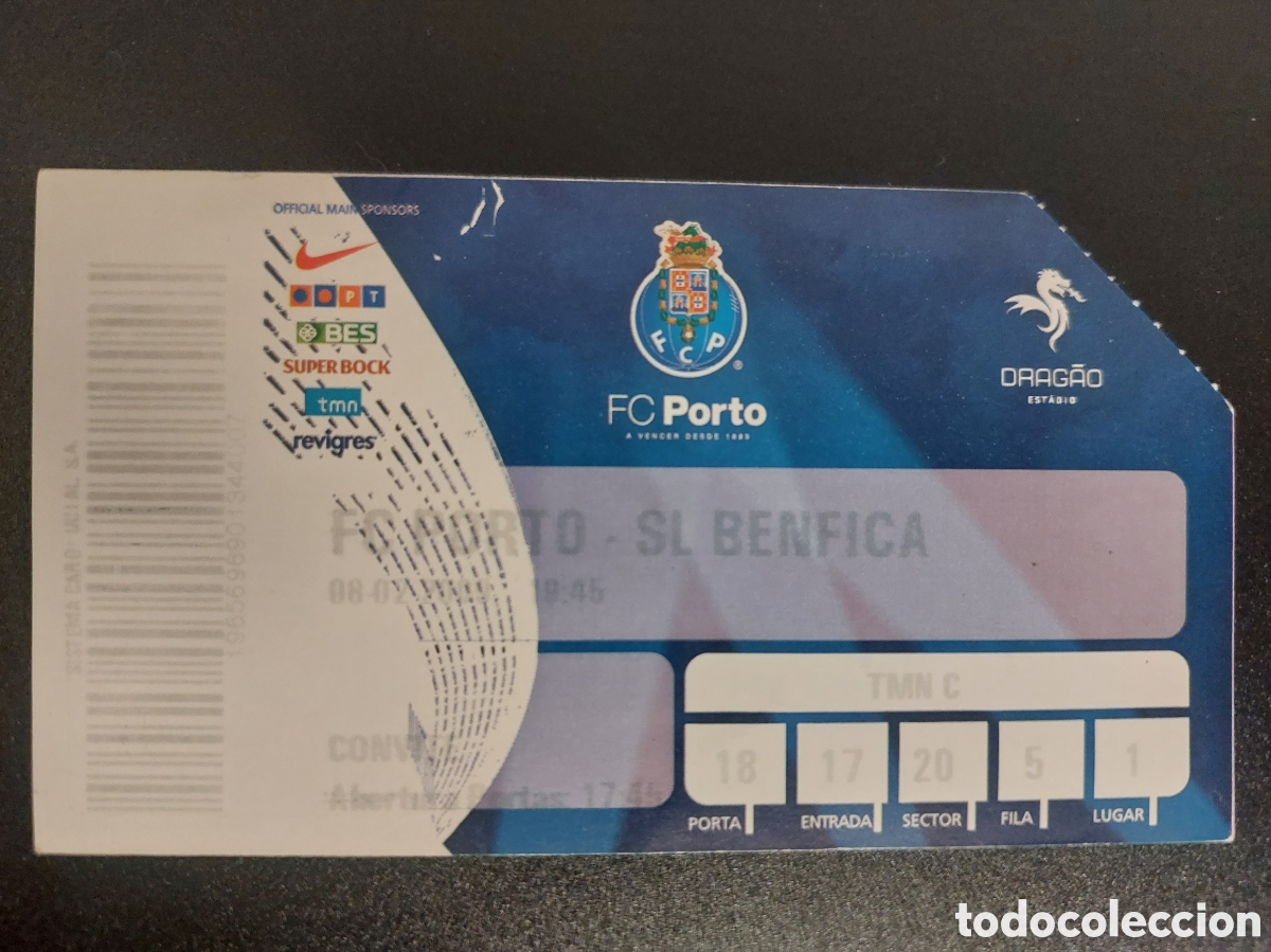 Collezionismo sportivo: Entrada Oporto Benfica 2008 2009 Porto Do Dragao Portugal ticket