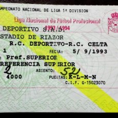 Coleccionismo deportivo: ENTRADA DEBUT DONATO EN EL DEPORTIVO CORUÑA CELTA - 5/9/1993
