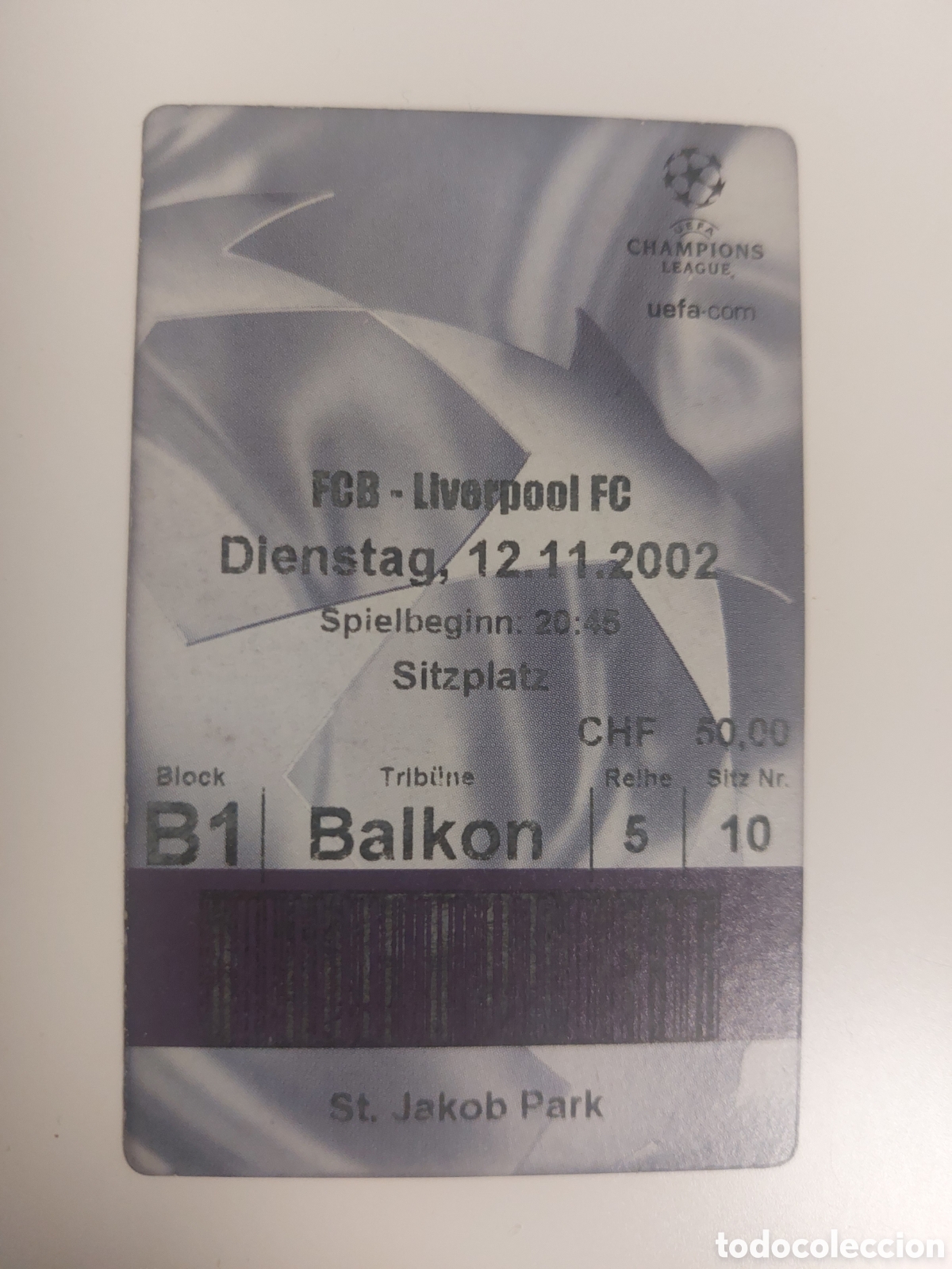 Collezionismo sportivo: Entrada Basel 3 Liverpool 3 Champions League Uefa 2002 2003 Basilea St Jakob ticket football