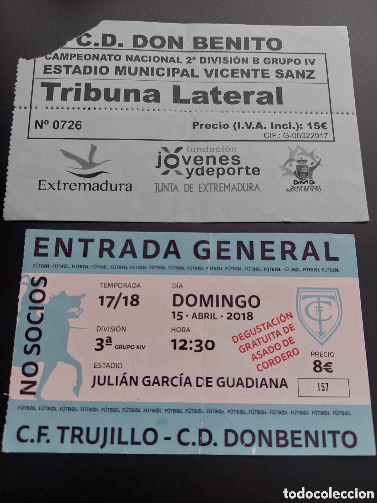 Collezionismo sportivo: Entradas Extremadura Trujillo Don Benito Juli&aacute;n Garc&iacute;a Guadiana y Vicente Sanz 2018 2019 tickets
