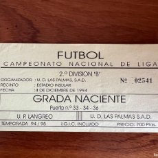 Coleccionismo deportivo: ENTRADA FUTBOL U.D. LAS PALMAS VS U.P. LANGREO 1994/1995 2ª DIVISION B