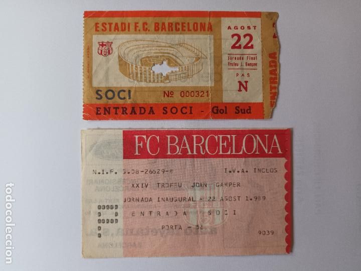 Coleccionismo deportivo: LOTE ENTRADA FUTBOL CLUB BARCELONA. XXIV TROFEU JOAN GAMPER 1989 Y JORNADA FINAL 1979