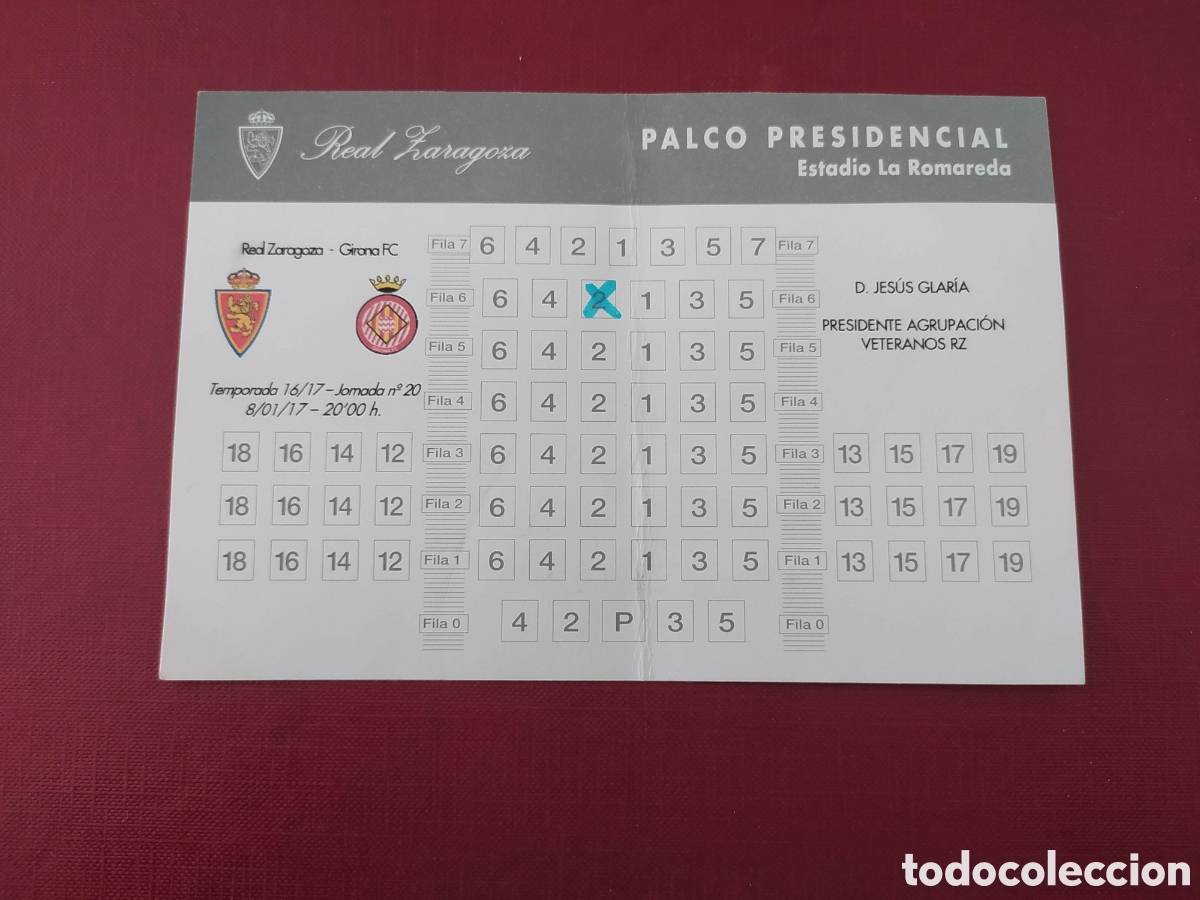 Collectionnisme sportif: Real Zaragoza entrada palco presidencial
