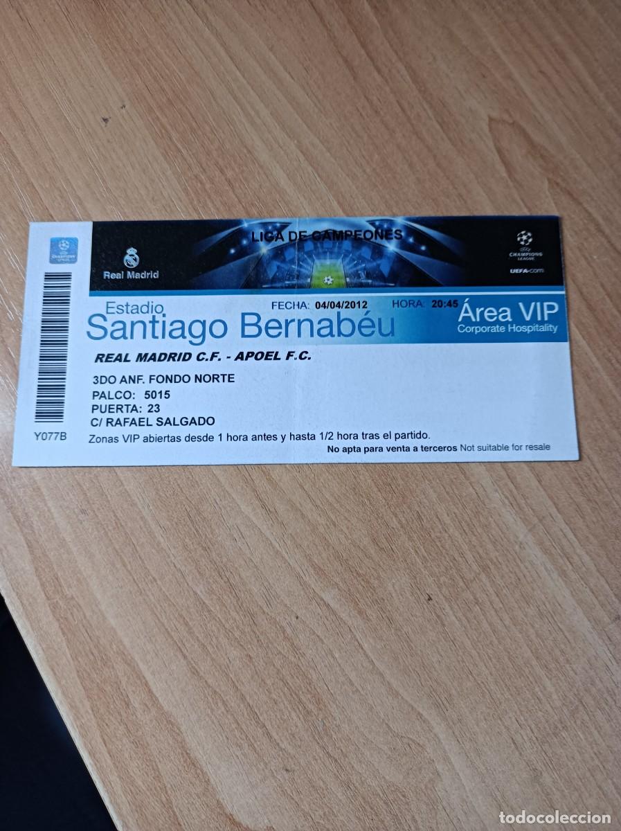 Coleccionismo deportivo: Entrada Real Madrid- Apoel, champions 4-4-2012, VIP