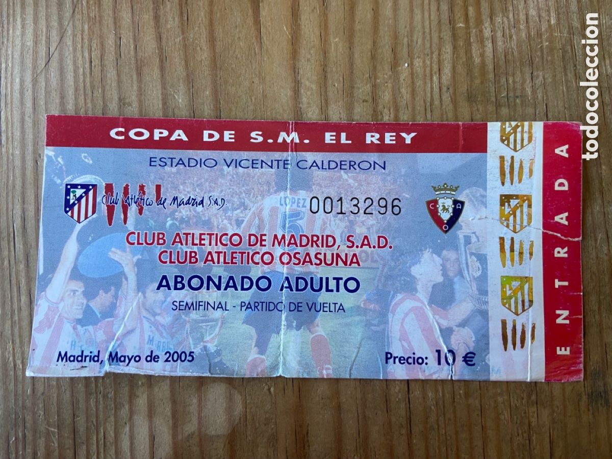 Collezionismo sportivo: R22090 ENTRADA TICKET FUTBOL ATLETICO MADRID OSASUNA COPA DEL REY 2005 FUTRE TOMAS