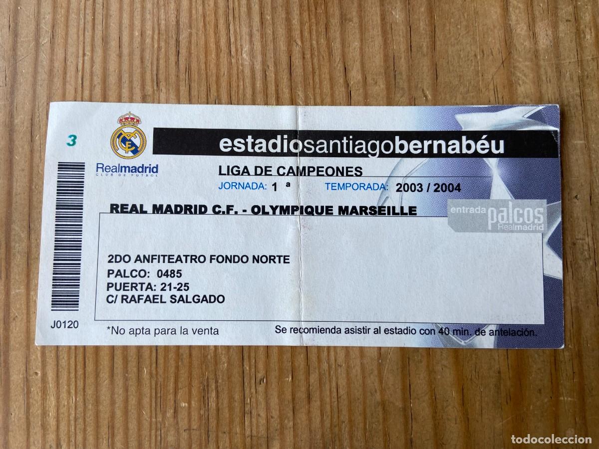 Sports collectibles: R22154 ENTRADA TICKET VIP REAL MADRID OLYMPIQUE MARSEILLE CHAMPIONS 2003 DOBLETE RONALDO NAZARIO