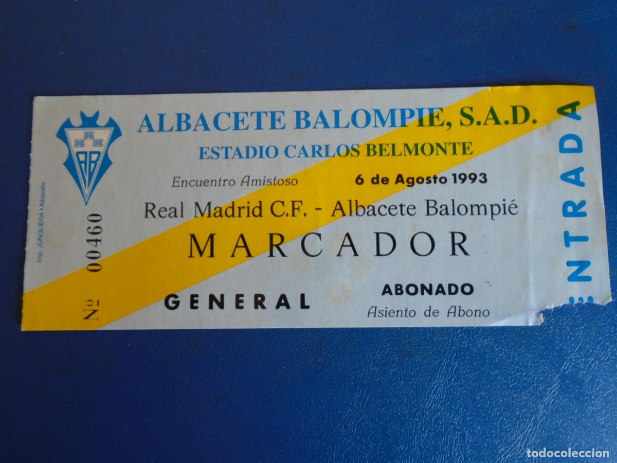 Coleccionismo deportivo: (V-480)ENTRADA ALBACETE BALOMPIE-REAL MADRID C.F. 6-8-1993