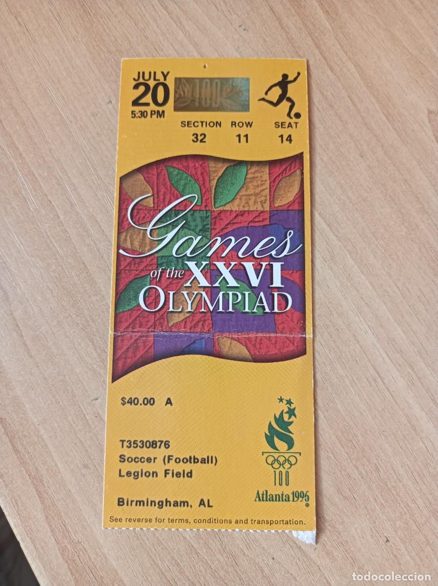 Coleccionismo deportivo: Entrada f&uacute;tbol Atlanta 96, Argentina- Estados Unidos, Legion Field, 20-7-96
