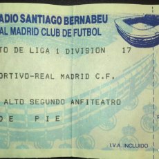 Coleccionismo deportivo: ENTRADA REAL MADRID DEPORTIVO CORUÑA 22/3/1992 ENTERA