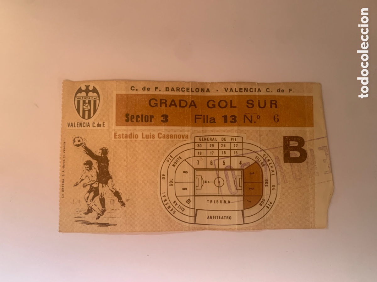 Colecionismo desportivo: Entrada valencia cf fc barcelona 27 abril 1980 luis casanova