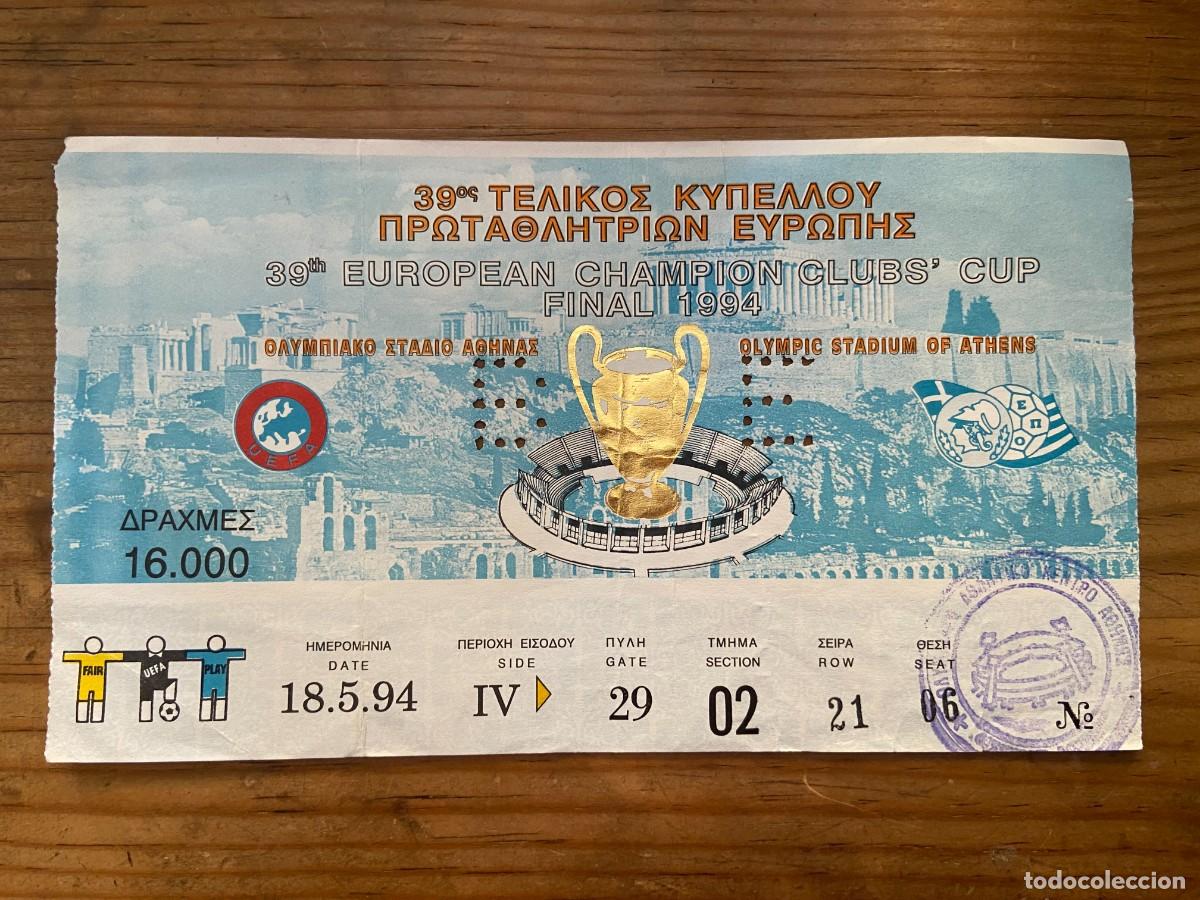 Sports collectibles: R23662 ENTRADA TICKET FINAL COPA EUROPA 1994 MILAN 4-0 BARCELONA